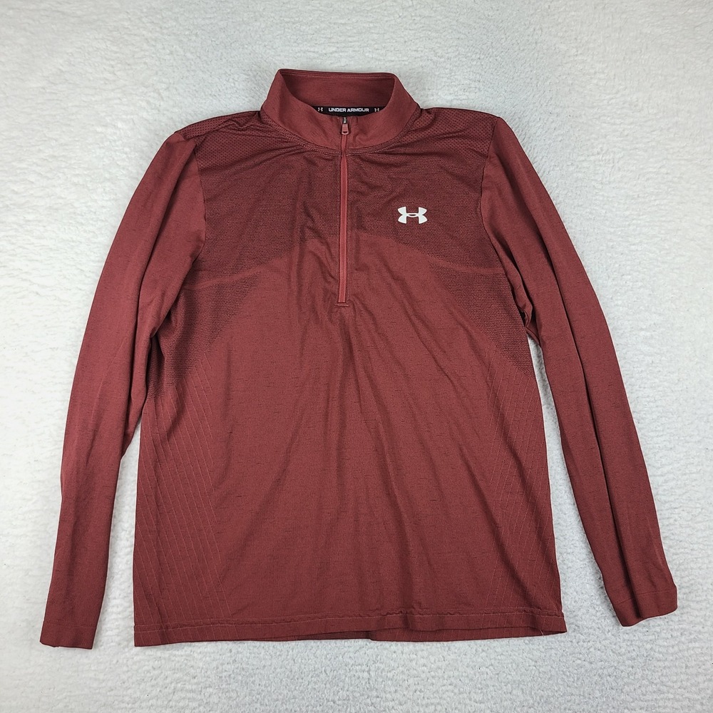 Under Armour Sweater Mens XL Brick Red Fitted Heatgear Performance Sweatshirt